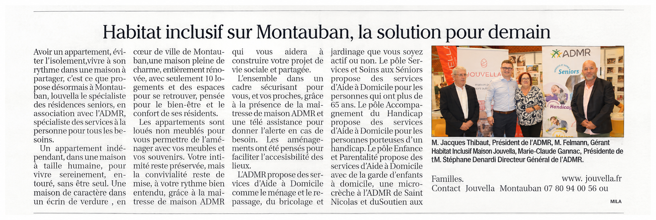 Article Le Petit Journal : Habitat inclusif sur Montauban, la solution pour demain