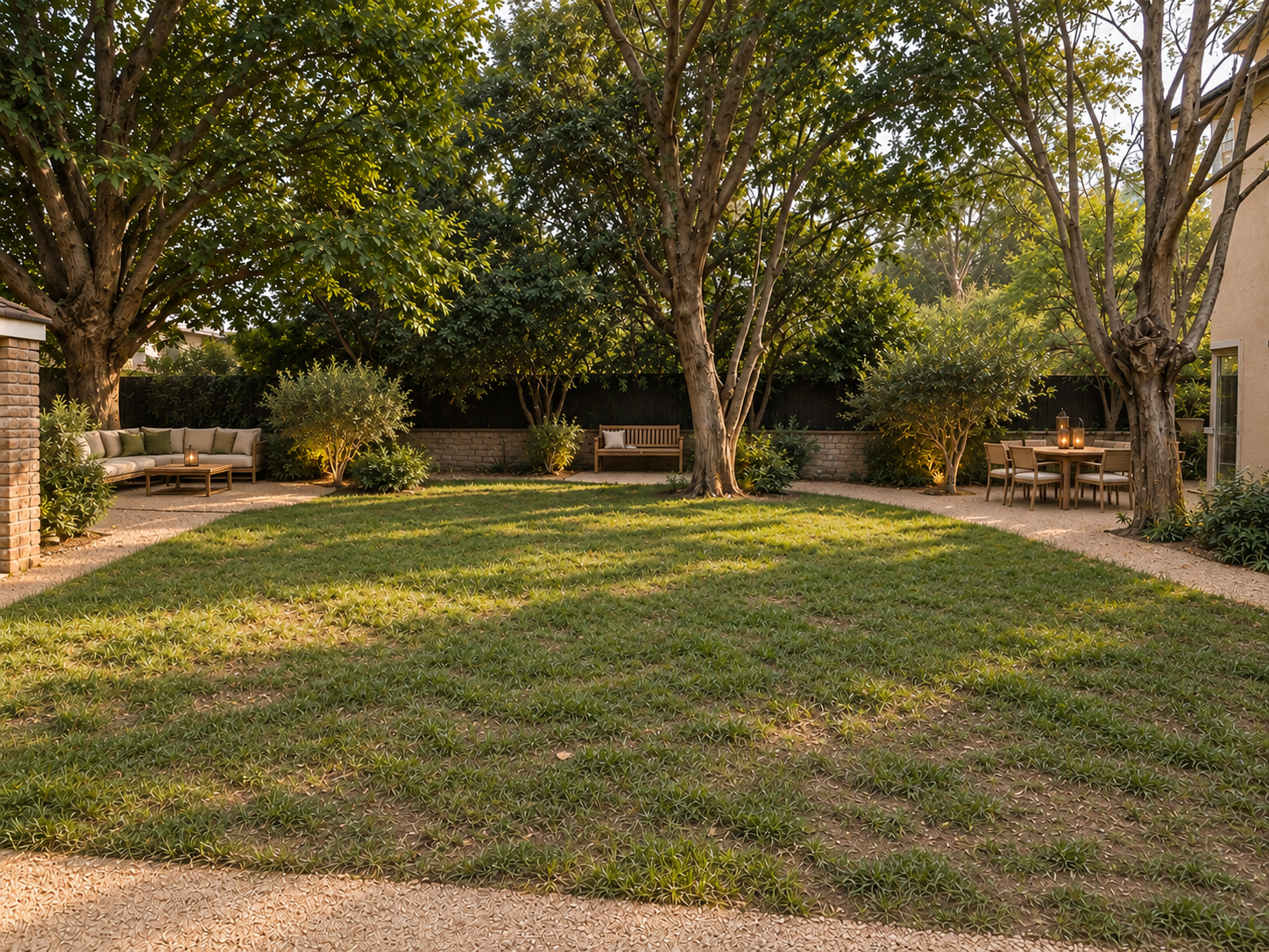 Jardin Jouvella avec espaces de détente et de convivialité